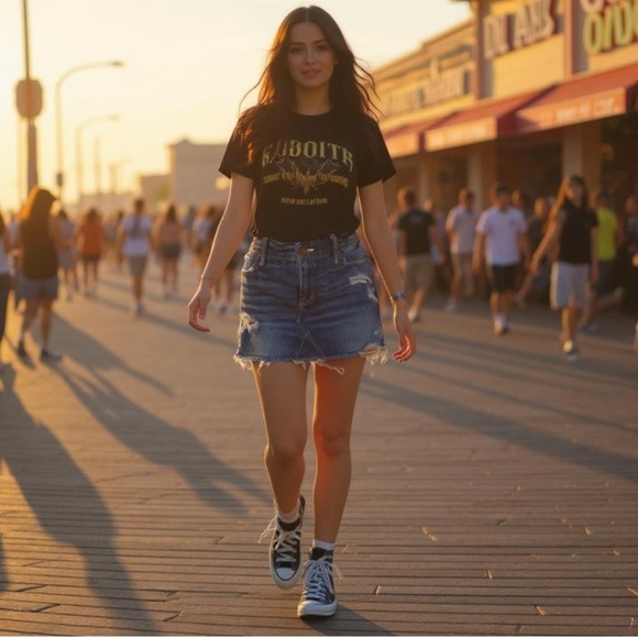 Abercrombie & Fitch Denim Distressed Mini Jean Skirt - Picture 9 of 9